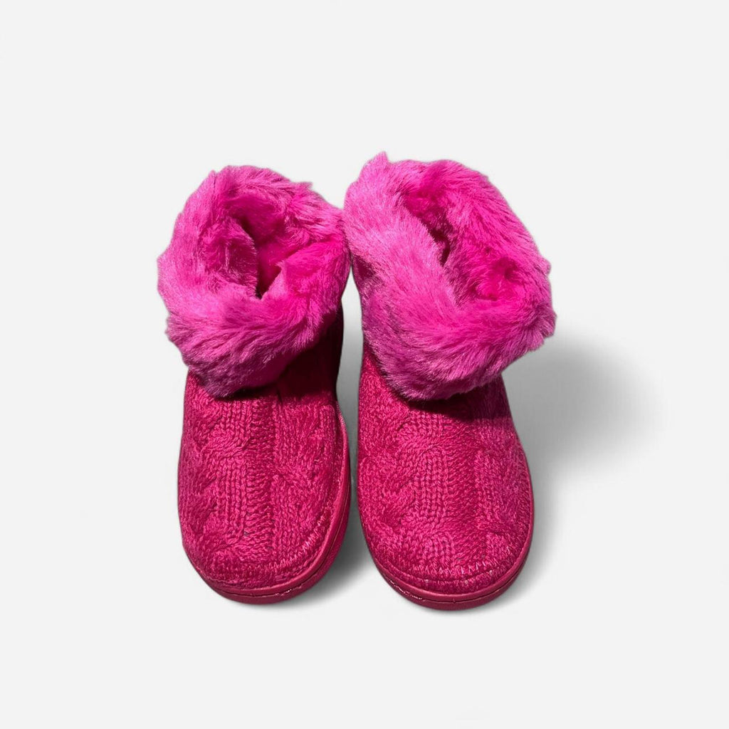 Girls Cable Knit Slipper Boot Pink Size UK C6/7 *REF:SB6