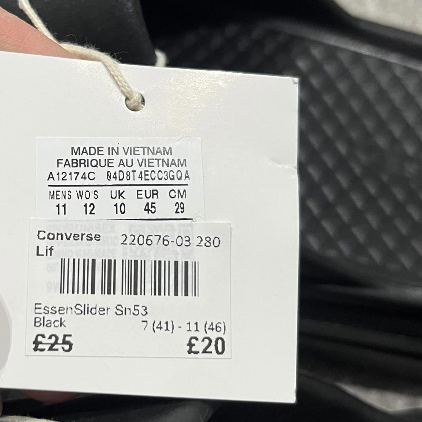 Converse Men's Essen Pool Sliders Papyrus Black Size UK 10 EU 45 *FF1