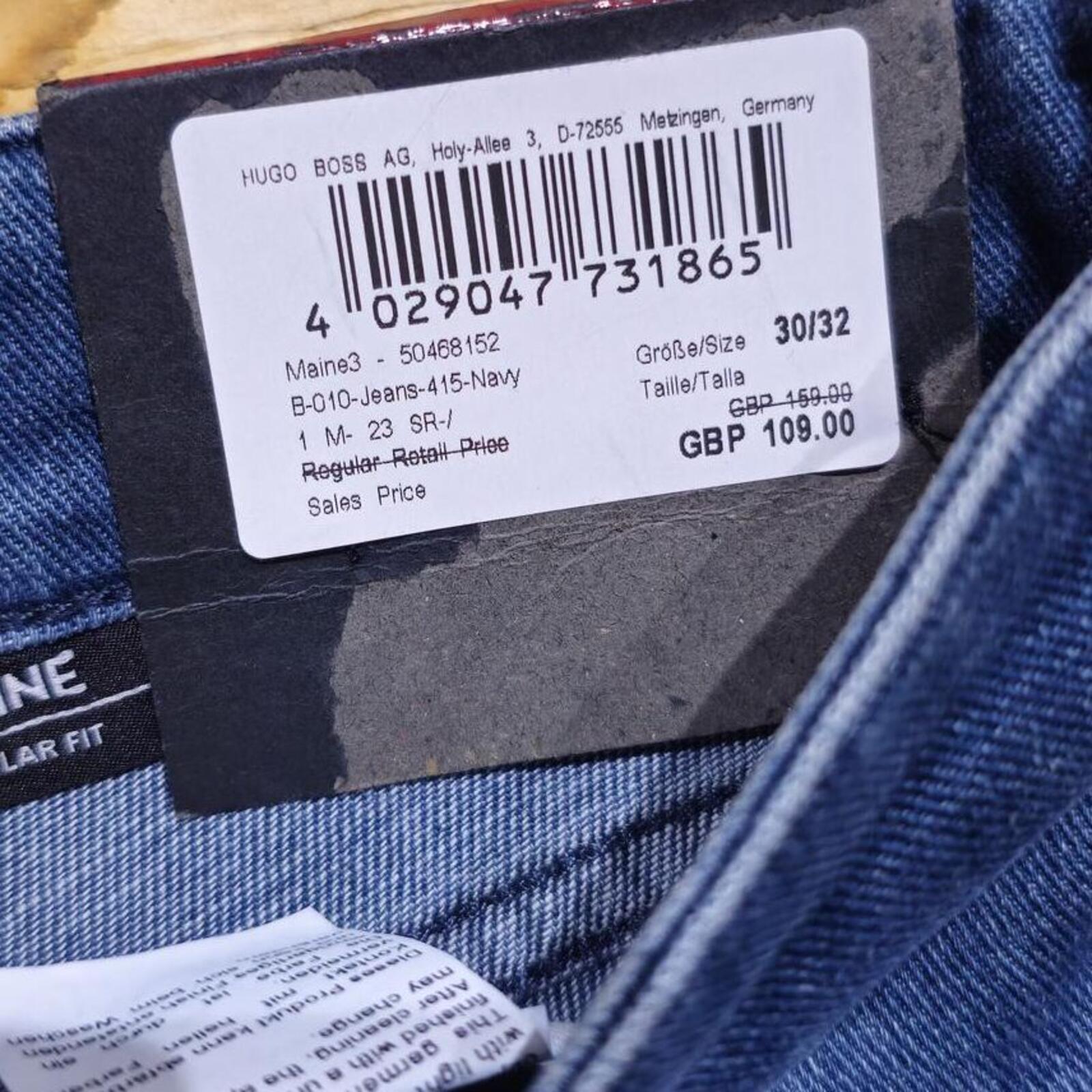 Hugo Boss Maine3 Cashmere Touch Jeans Dark Blue W30 L32 BNWT *3.7