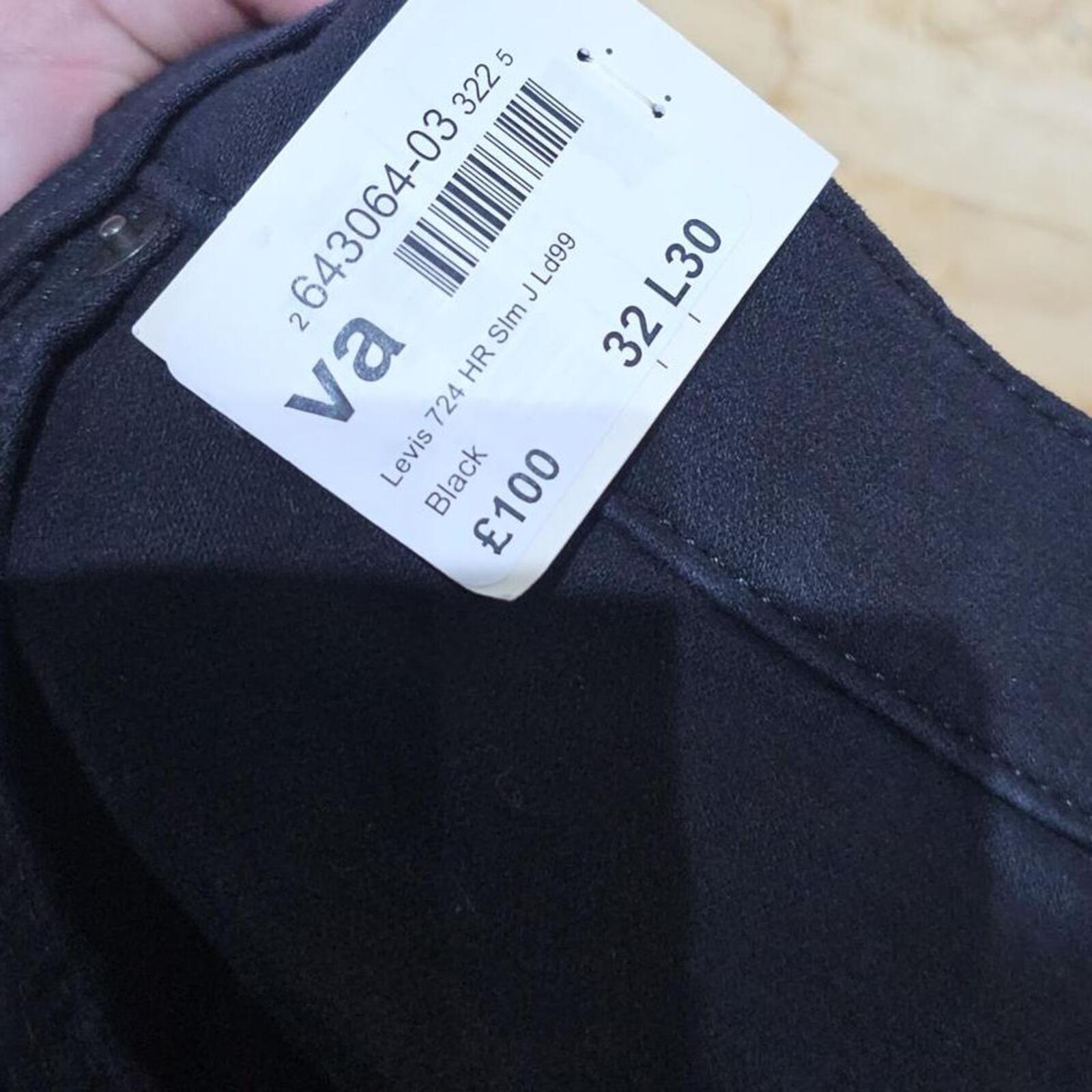 Levi’s 724 High Rise Slim Straight Jeans Black UK 18 W34 22S BNWT *4.1