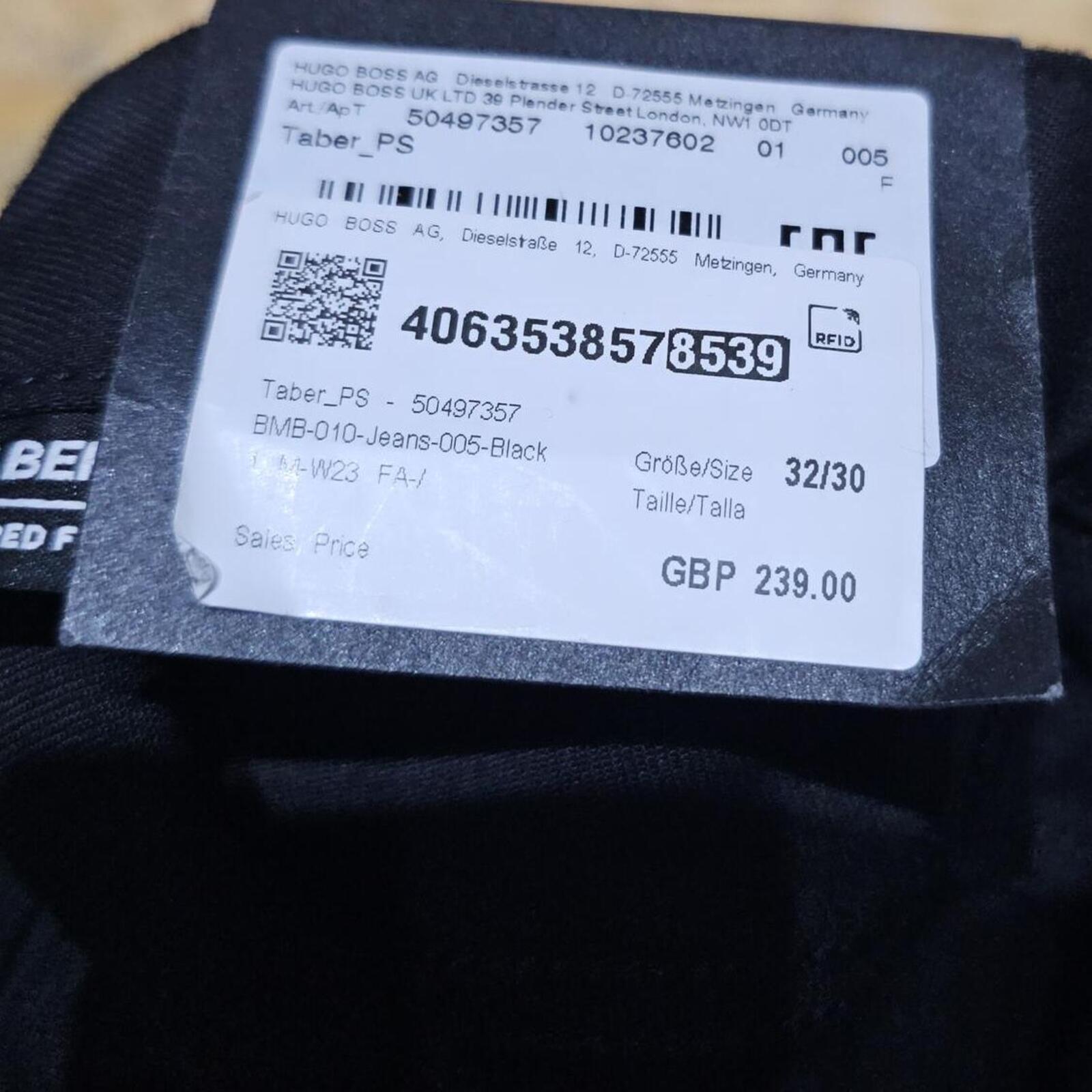 BOSS Taber PS Porsche Slim Fit Jeans Black W32 L30 BNWT *3.21