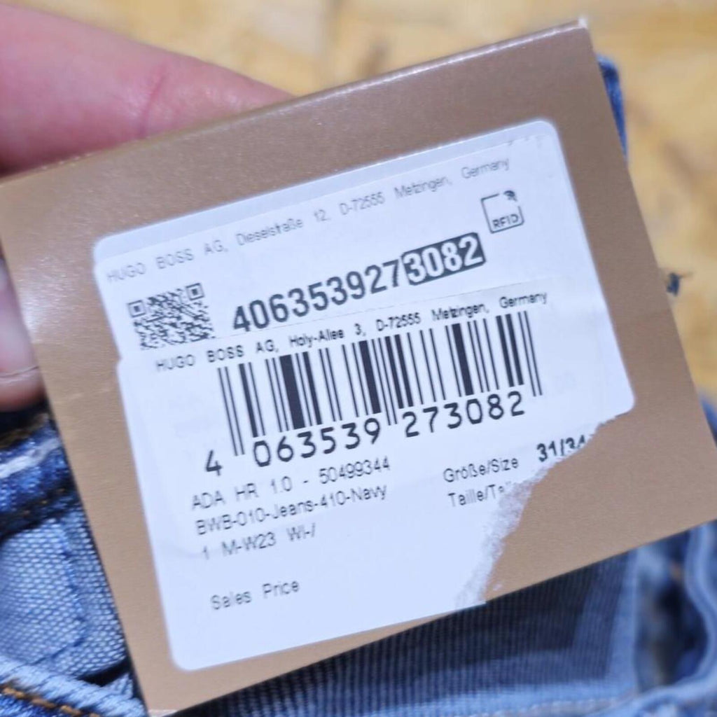 BOSS Ada High Rise Straight Jeans Blue Side Slit  W31 L34 BNWT *3.13