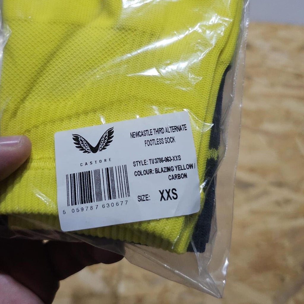 Castore Newcastle United Kids Footless Socks Yellow UK C12.5-3 New
