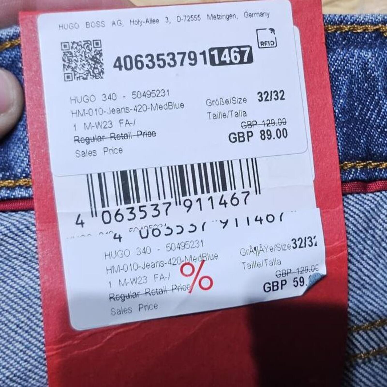 Hugo Boss 340 Loose Tapered Cropped Jeans Blue W32 L32 BNWT *4.2