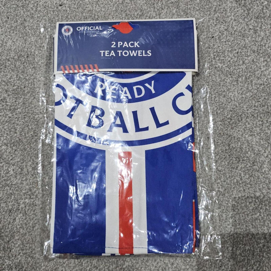 Rangers FC Tea Towels 2 Pack Crest Kitchen Towels Cotton New