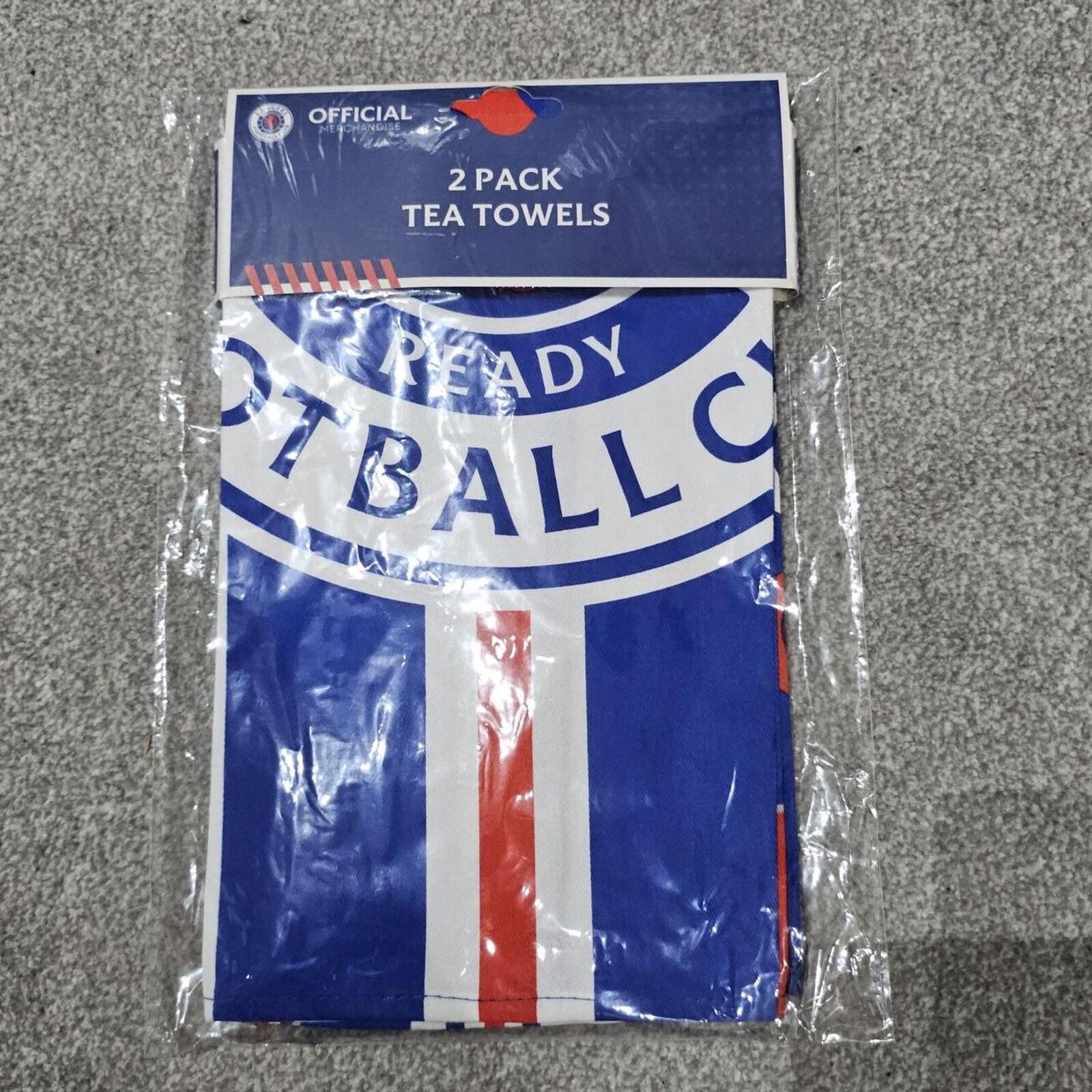 Rangers FC Tea Towels 2 Pack Crest Kitchen Towels Cotton New