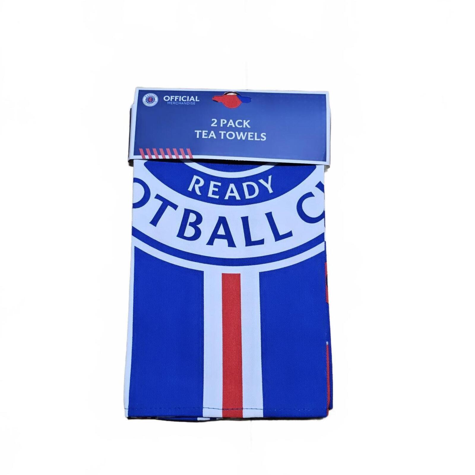 Rangers FC Tea Towels 2 Pack Crest Kitchen Towels Cotton New